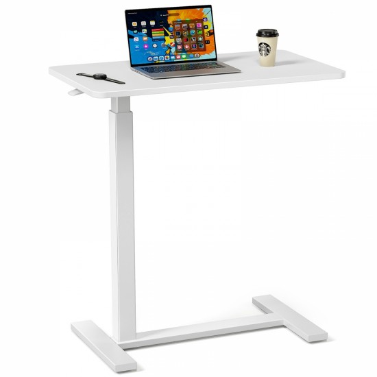 Adjustable mobile bed desk, computer desk, mobile standing desk, lifting desk, desk, white