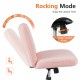 Office chair, backrest, armless office chair, adjustable swivel for comfortable home office, pink, Teddy wool fabric