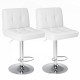 Bar stools 1 set of 2, counter height bar stools, square cushion bar stools with back, footstool, cafe, white, 2 pieces