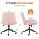 Office chair, backrest, armless office chair, adjustable swivel for comfortable home office, pink, Teddy wool fabric