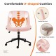 Office chair, backrest, armless office chair, adjustable swivel for comfortable home office, pink, Teddy wool fabric