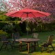 9 foot outdoor patio umbrella with button tilt and crank, Outdoor patio/market table umbrella UV protected and waterproof, Red