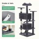 54in Cat tree, indoor cat high-rise multi-story tower, pet playroom with large apartment, dark grey