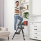 2 Non-slip step ladder, quick folding steel ladder Sturdy metal supported household tools for home/office work at altitude, portable step tools