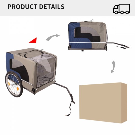 Tangkula Dog Bike Trailer, Breathable Mesh Dog Cart with 3 Entrances, Safety Flag, 8 Reflectors, Folding Pet Carrier Wagon with 20 Inch Wheels, Bicycle Carrier for Medium and Small Sized Dogs