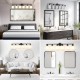 Modern 6-Light Vanity Bathroom Mirror Light, Frosted White Glass with Black Iron Frame, Contemporary Wall Sconce for Bedroom, Bathroom, And Dressing Room (No Bulbs)