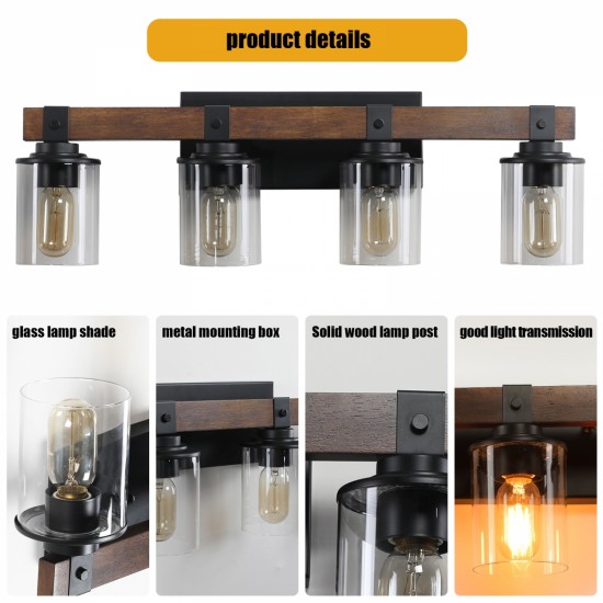 (Same as W1340119957/L1016) 4-Lights Farmhouse Vanity Lights Fixture Rustic Bathroom Light Fixture Bathroom Sconce (No Bulbs)