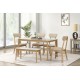 6-piece Dining Table Set, One Table One Bench and Four Chairs, High Gloss White Tabletop With Light Oak Color