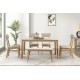 6-piece Dining Table Set, One Table One Bench and Four Chairs, High Gloss White Tabletop With Light Oak Color