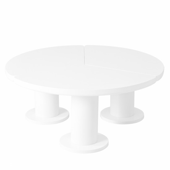 ON-TREND Φ39.4'' Easy Assembly Round Petal-Shaped Coffee Table, Cream Style Center Table with 3 Thick Legs, Minimalist Irregular End Table with Sleek Round Edges for Living Room, White