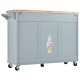 K&K Kitchen Island with Foldable Counter Top, Kitchen Storage Cart with Slide-Out Shelf, Towel Rack and Drawer, Rolling Kitchen Cart on Wheels, for Kitchen, Living Room, Dining Room, Grey Blue