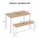 Dining Table Set, Bar Table with 2 Dining Benches, Kitchen Table Counter with Chairs, Industrial for Kitchen Breakfast Table, Living Room, Party Room, Natural and White , 43.3″L x23.6″W x 29.9″H