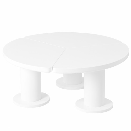 ON-TREND Φ39.4'' Easy Assembly Round Petal-Shaped Coffee Table, Cream Style Center Table with 3 Thick Legs, Minimalist Irregular End Table with Sleek Round Edges for Living Room, White