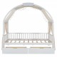 Twin Size Bed With Arched Roof and 2 Drawers, White