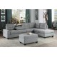 Modern Living Room 2-Piece Reversible Sectional with Drop-Down Cup Holders Sofa Chaise Gray Microfiber Upholstered Tufted Details