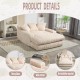 COOLMORE Corduroy lazy sofa With 3 back pillows,Comfy Sofa- Deep Seat Couch for Living Room,Club (Beige)