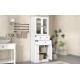 Tall Bathroom Storage Cabinet, Cabinet with Four Doors and Drawers, Adjustable Shelf, MDF Board, White