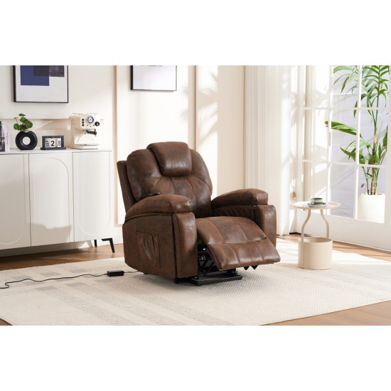 Power Lift Recliner Chair with Massage and Heat for Elderly, Overstuffed Wide Recliners, Heavy Duty and Safety Motion Reclining Mechanism