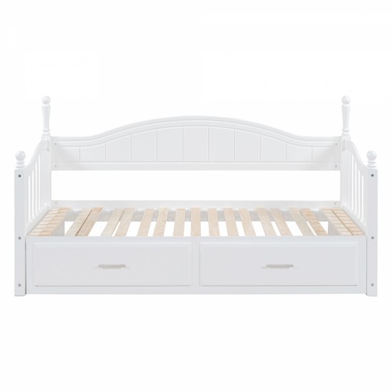 Wooden Twin Size Daybed with Twin Size Trundle, Extendable Daybed with Two Storage Drawers,White(Expected Arrival Time:9.12)