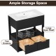 30 Inch  Bathroom Vanity with Sink Top, Bathroom Cabinet with Open Storage Shelf and Two Drawers, One Package, Black (Old Sku:WF311619AAP)