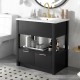 30 Inch  Bathroom Vanity with Sink Top, Bathroom Cabinet with Open Storage Shelf and Two Drawers, One Package, Black (Old Sku:WF311619AAP)