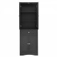 Tall Bathroom Storage Cabinet, Cabinet with Four Doors and Drawers, Adjustable Shelf, MDF Board, Black