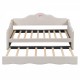 Twin Size Upholstered daybed with Wave-shaped Trundle, Beige