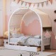 Twin Size Bed With Arched Roof and 2 Drawers, White