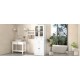 Tall Bathroom Storage Cabinet, Cabinet with Four Doors and Drawers, Adjustable Shelf, MDF Board, White