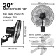 18 in. 90-Degree 5-Speed Settings Black Wall Mount Fan Horizontal Oscillation Indoor/Outdoor Household Commercial