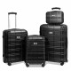 Luggage Sets ABS+PC Hardshell 4pcs  Luggage Hardside Lightweight Durable Suitcase sets Spinner Wheels Suitcase with TSA Lock (12/20/24/28),black