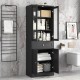 Tall Bathroom Storage Cabinet, Cabinet with Four Doors and Drawers, Adjustable Shelf, MDF Board, Black