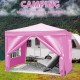 10'x10' Folding Canopy with 4 Removable Sidewalls Outdoor Event Shelter UPF 50+ Gazebo Portable Tents for Parties Beach Camping Wedding EZ Pop Up Canopy 4pcs Weight Bag + Carry Bag