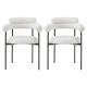 Upholstered Armchair Dining Chairs With Metal Legs (Set of 2),White