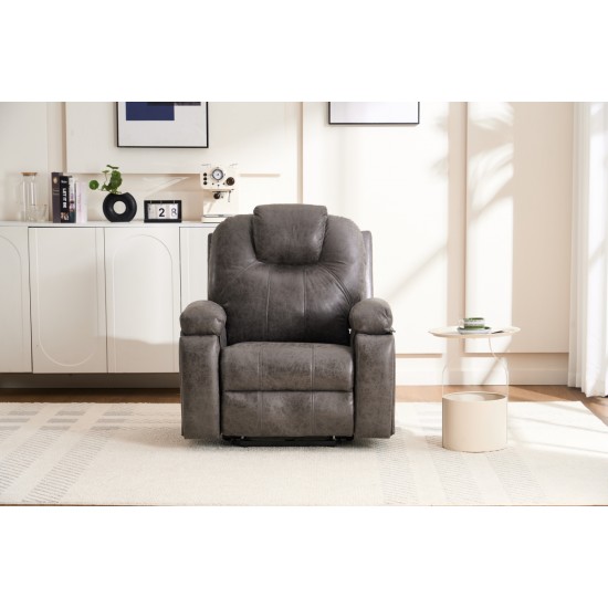 Power Lift Recliner Chair with Massage and Heat for Elderly, Overstuffed Wide Recliners, Heavy Duty and Safety Motion Reclining Mechanism