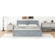 King Size Wooden Platform Bed with Four Storage Drawers and Support Legs, Gray