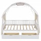 Twin Size Bed With Arched Roof and 2 Drawers, White