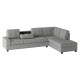 Modern Living Room 2-Piece Reversible Sectional with Drop-Down Cup Holders Sofa Chaise Gray Microfiber Upholstered Tufted Details