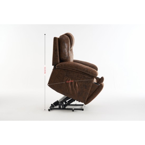 Power Lift Recliner Chair with Massage and Heat for Elderly, Overstuffed Wide Recliners, Heavy Duty and Safety Motion Reclining Mechanism