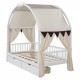 Twin Size Bed With Arched Roof and 2 Drawers, White