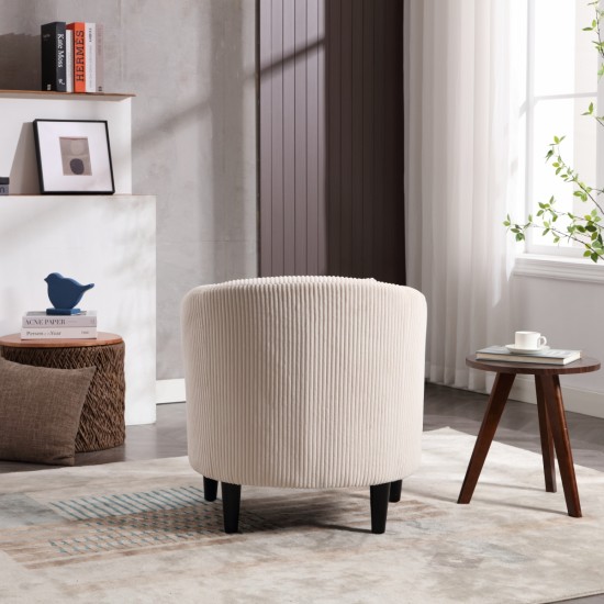 COOLMORE Living Room Accent Barrel Chair, Century Modern Style Decorative Chair, Armchair for Living Room with Thick Cushions and Pillows, Comfy Single Sofa Chair, Chair with Wooden Legs,Beige