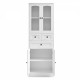 Tall Bathroom Storage Cabinet, Cabinet with Four Doors and Drawers, Adjustable Shelf, MDF Board, White