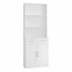 Bathroom Storage Cabinet, Cabinet with Two Doors and Drawers, Adjustable Shelf, Three-layer Open Shelf, MDF Board, White