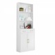 Bathroom Storage Cabinet, Cabinet with Two Doors and Drawers, Adjustable Shelf, Three-layer Open Shelf, MDF Board, White