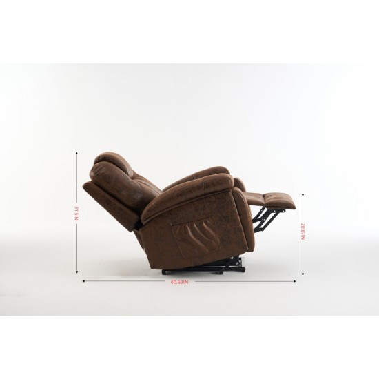 Power Lift Recliner Chair with Massage and Heat for Elderly, Overstuffed Wide Recliners, Heavy Duty and Safety Motion Reclining Mechanism