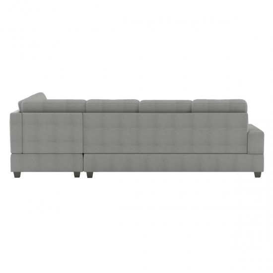 Modern Living Room 2-Piece Reversible Sectional with Drop-Down Cup Holders Sofa Chaise Gray Microfiber Upholstered Tufted Details