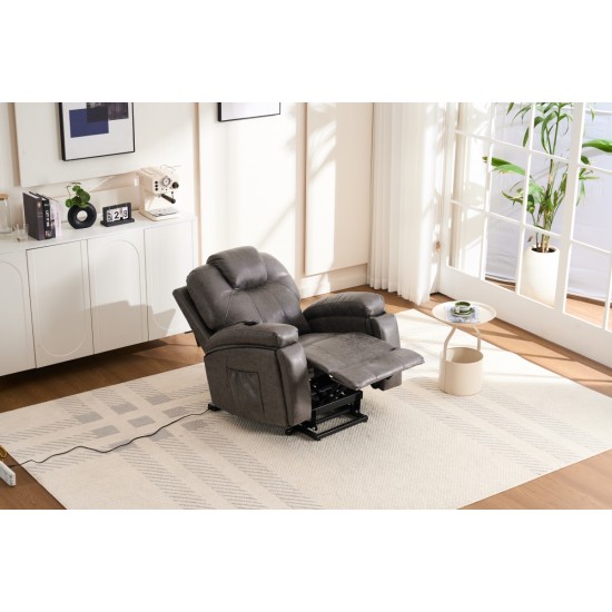 Power Lift Recliner Chair with Massage and Heat for Elderly, Overstuffed Wide Recliners, Heavy Duty and Safety Motion Reclining Mechanism