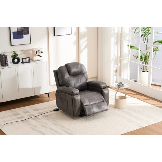 Power Lift Recliner Chair with Massage and Heat for Elderly, Overstuffed Wide Recliners, Heavy Duty and Safety Motion Reclining Mechanism