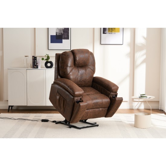 Power Lift Recliner Chair with Massage and Heat for Elderly, Overstuffed Wide Recliners, Heavy Duty and Safety Motion Reclining Mechanism