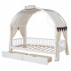 Twin Size Bed With Arched Roof and 2 Drawers, White